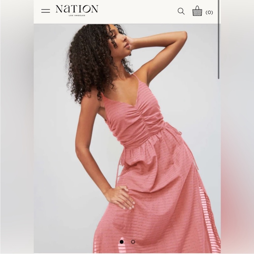 Nation LTD Peppa Dress Ruched side ties with pockets sz: large